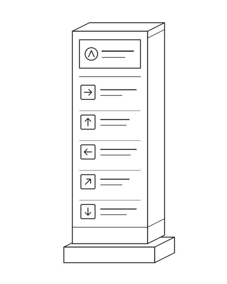 Totem de sinalização para escritório - comunicação visual corporativa Plano Projetos